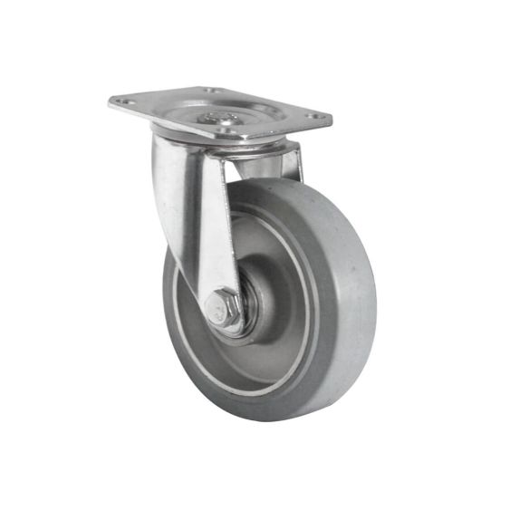 Zwenkwiel Ø125 mm Alu/Elastiek Grijs 250 kg