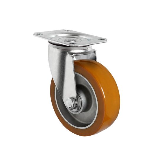 Zwenkwiel Ø125 mm Alu/PU Bruin 300 kg