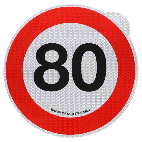 Snelheidssticker Italië 200 mm (reflecterend klasse 2) - 80 km