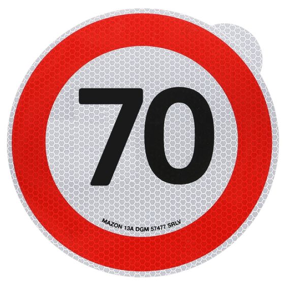 Snelheidssticker Italië 200 mm (reflecterend klasse 2) - 70 km