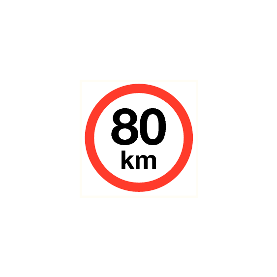 Verbodspictogram maximale snelheid 80 km vinyl sticker 200 mm