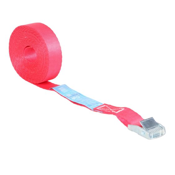 Spanband met Gesp 25 mm 10M Rood - Verzinkte Klemgesp