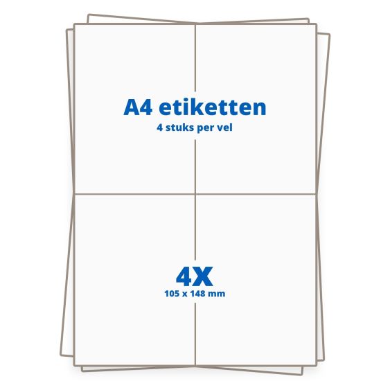 A4 adresetiketten 4/vel 105 x 148 mm met afstriprand - 1000 vel