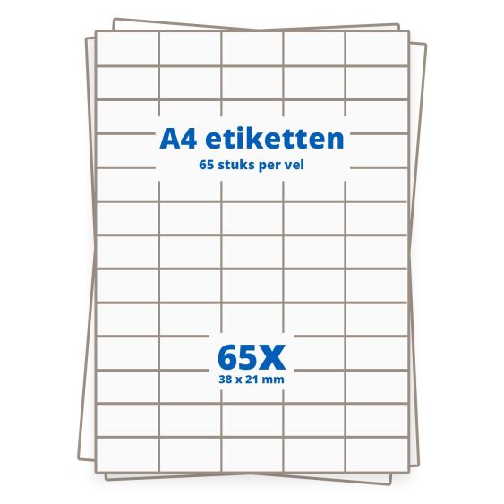 A4 etiketten 65/vel 38 x 21 mm - 1000 vel