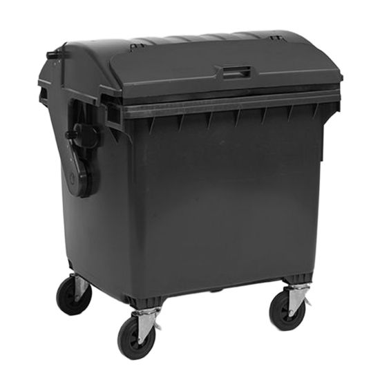 Afvalcontainer 4 wiel 1100 liter Grijs met Roldeksel - Voor DIN-opname