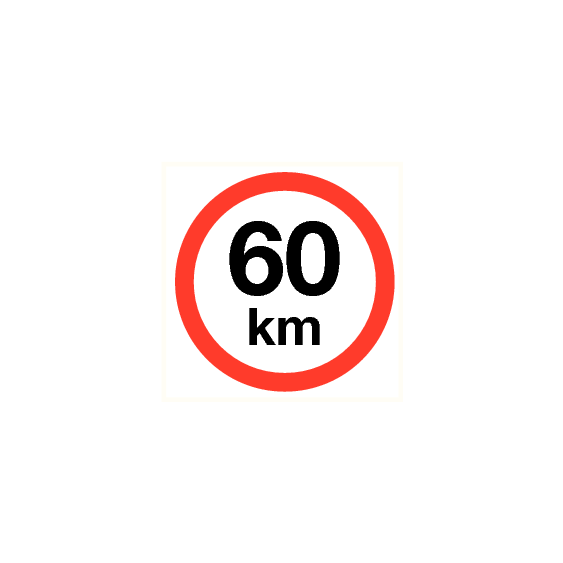 Maximale snelheid 60 km - vinyl sticker 200 mm