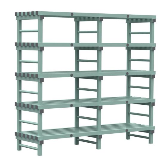 Kunststof Magazijnstelling 1650x600x1800 mm 5 niveau's groen met grijze doppen