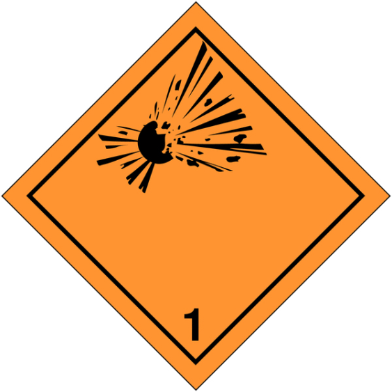 Gevaarsetiket klasse 1 250 x 250 mm zelfklevend vinyl op vel