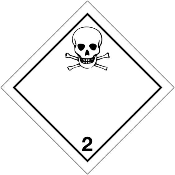 Gevaarsetiket klasse 2.3 100 x 100 mm zelfklevend papier op rol - 1000 stuks