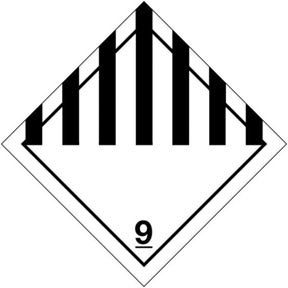 Gevaarsetiket klasse 9.0 100 x 100 mm zelfklevend PE op rol - 1000 stuks