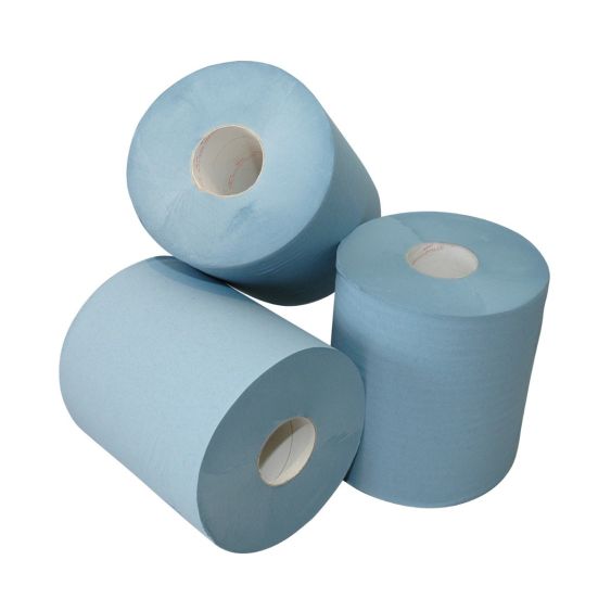 Poetspapier op rol 1-laags midi blauw recycled