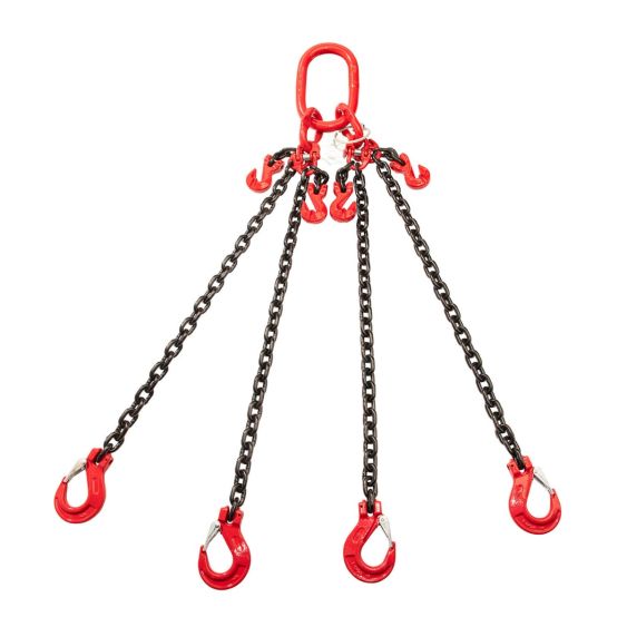 Hijsketting 4-sprong 13 mm met Gaffelklephaak en Inkorthaak 5 meter