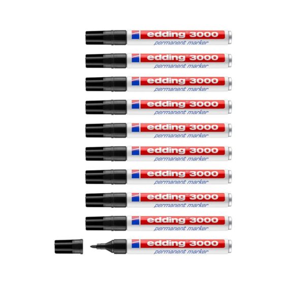 Permanente Marker Edding 3000 Zwart Navulbaar - 10 stuks 
