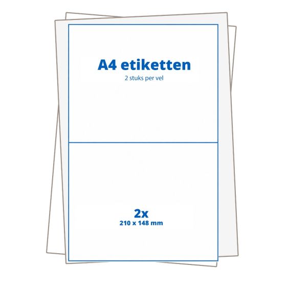 A4 etiketten Transparant 2 per vel 210x148 mm - 25 vellen