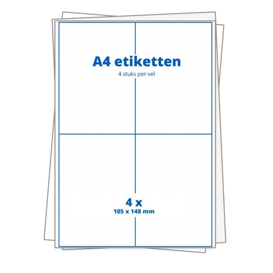 A4 etiketten Transparant 4 per vel 105x148 mm - 25 vellen