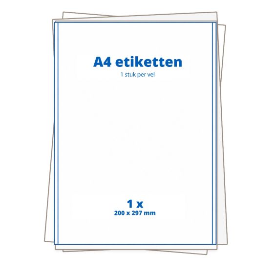 A4 etiket Wit 1 per vel 200×297 mm - 100 vellen