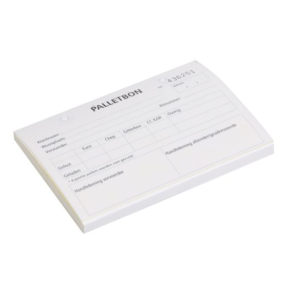 Palletbonnenboekje A6 formaat