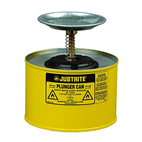 Plunjerkan Justrite Dispenser Ontvlambare Vloeistoffen 1,9 L Geel
