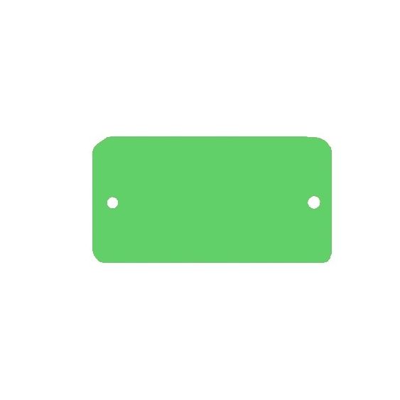 PVC label groen 120x65 mm afgerond - 2 bevestigingsgaten Ø 5 mm