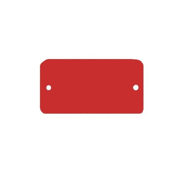 PVC label rood 120x65 mm afgerond - 2 bevestigingsgaten Ø 5 mm