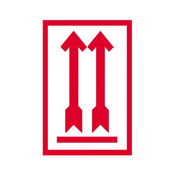 Etiket met 2 pijlen omhoog, rood 80x100 mm - Rol 500 stuks