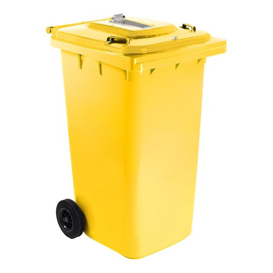 Stembuscontainer 240 liter Geel met slotvoorziening en sleuf