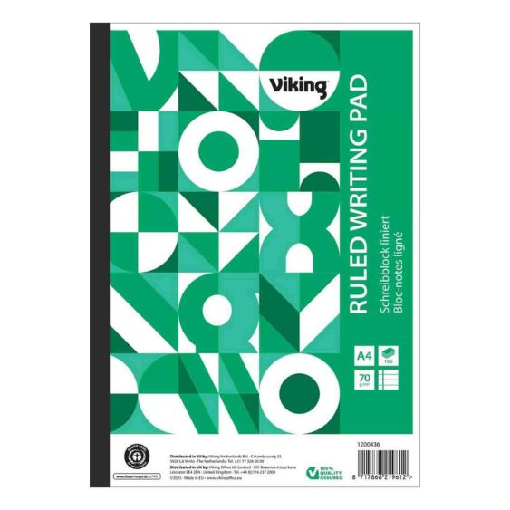 Schrijfblok A4 Viking Gelinieerd Gerecycled 100 Pagina's - 5 stuks 1