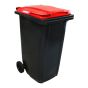 Afvalcontainer 240 liter Grijs met Rode Deksel - Voor DIN-opname