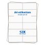 A4 etiketten 12/vel, 105 x 48 mm.