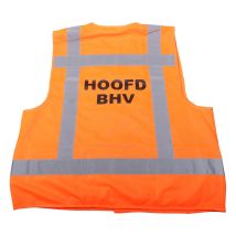 Veiligheidsvest Hoofd BHV fluo oranje met opdruk BHV - achterkant