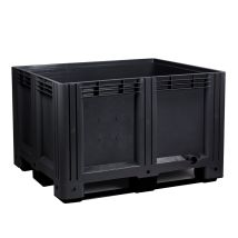 Kunststof palletbox Zwart E-line 1200 x 1000 x 760 mm 3 sleden - 610 liter