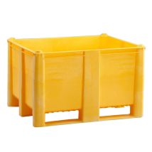 Kunststof Palletbox Geel 1200 x 1000 x 760 mm 3 sleden - 630 liter