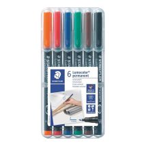 Staedtler OHP-marker Lumocolor Permanent box met 6 geassorteerde kleuren, fijn 0,6 mm