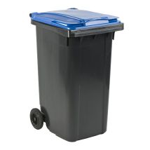Afvalcontainer 240 liter grijs met blauwe deksel - voor DIN-opname