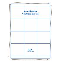 A4 etiket 12 per vel 70×67,7 mm - 100 vellen