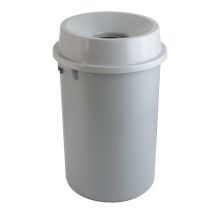 Corbeille en plastique avec couvercle ouvert gris - Contenu au choix