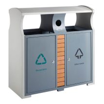 Buitenafvalbak afvalscheiding 2x39 liter grijs
