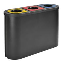 Afvalbak afvalscheiding blauw/rood/geel 3x45 liter zwart