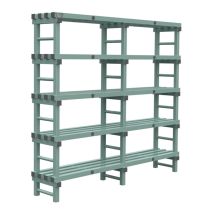 Kunststof Magazijnstelling 400 mm diep 5 niveau's - Afmeting naar keuze