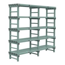 Kunststof Magazijnstelling 600 mm diep 5 niveau's - Hoogte en breedte naar keuze
