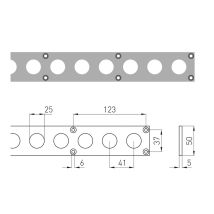 Vloerrail 3004 Aluminium Technische Tekening Afmetingen in mm