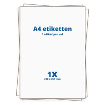 A4 etiketten 1/vel, 210 x 297 mm	 