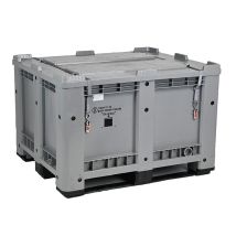 Palletbox Kunststof met Deksel 1200x1000x810 mm Grijs 3 sleden