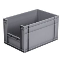 Magazijnbak Euronorm 63 liter Grijs 600 x 400 x 340 mm met Grijpopening