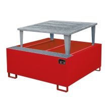 IBC Lekbak Bauer met Verhoging Rood 1460x1460x1090 mm