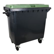 Afvalcontainer 4 wiel 770 Liter Grijs/Groen - Voor DIN-opname
