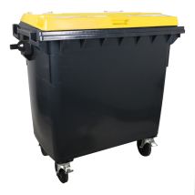 Afvalcontainer 4 wiel 770 liter Grijs/Geel - Voor DIN-opname