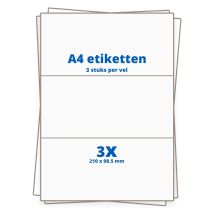 Etiquettes A4 3 par feuille 210x99 mm - 100 feuilles