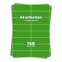 A4 etiketten 16 labels per vel. 105 x 37,1 mm - groen