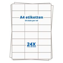 A4 etiketten 24/vel 70 x 36 mm - 100 vel